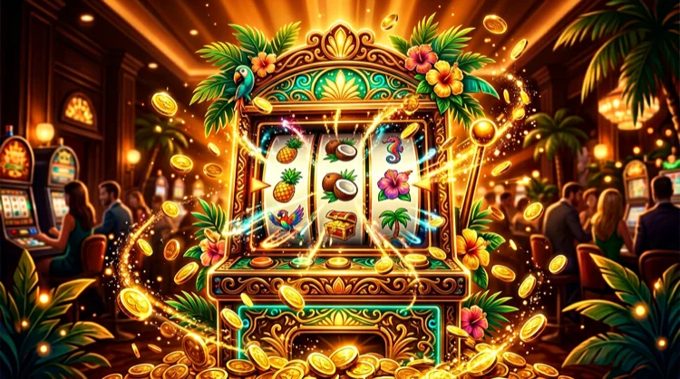 Viering van free spins: draaiende rollen, gouden symbolen en amber licht, illustratie