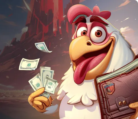Kokobet kip met geld en portemonnee