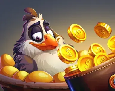 Kokobet app mascotte met munten